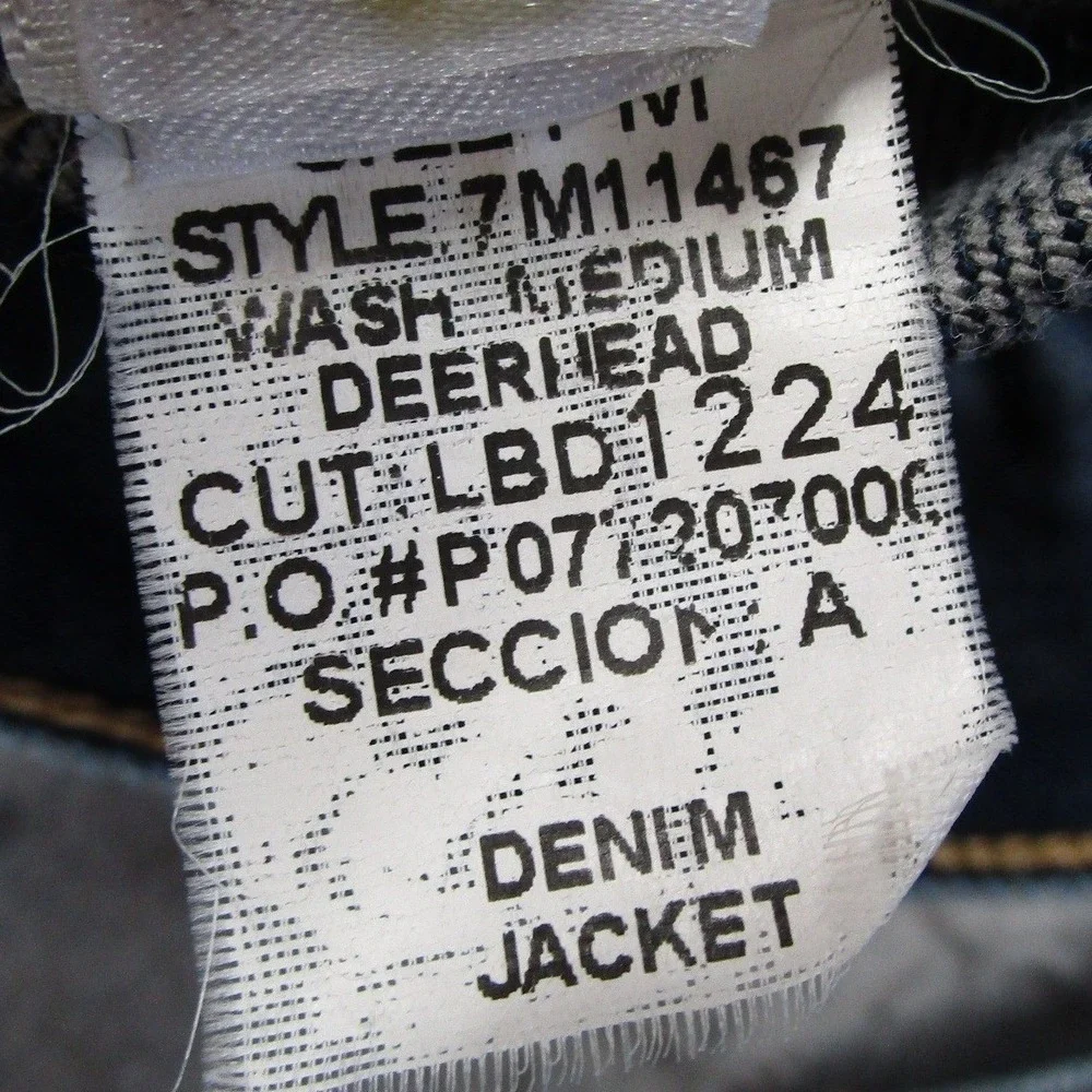 Lucky Brand Blue Jeans of America Denim Trucker Jacket Medium Deerhead 7M11467